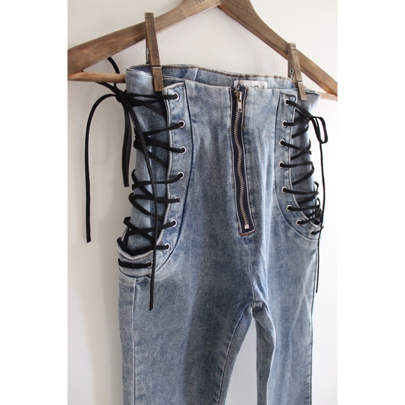 Mailinniao Lace Up Corsette Bodycon Vintage Wash Skinny Jeans XS preowned - Picture 8 of 14